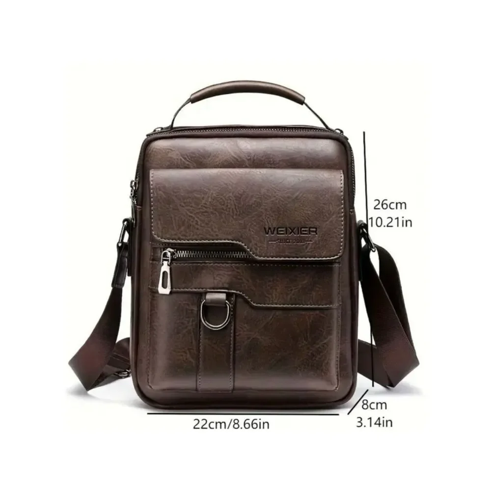 NWT WEIXIER Vintage Brown Shoulder Spacious Multi-Pocket Office Travel Bag